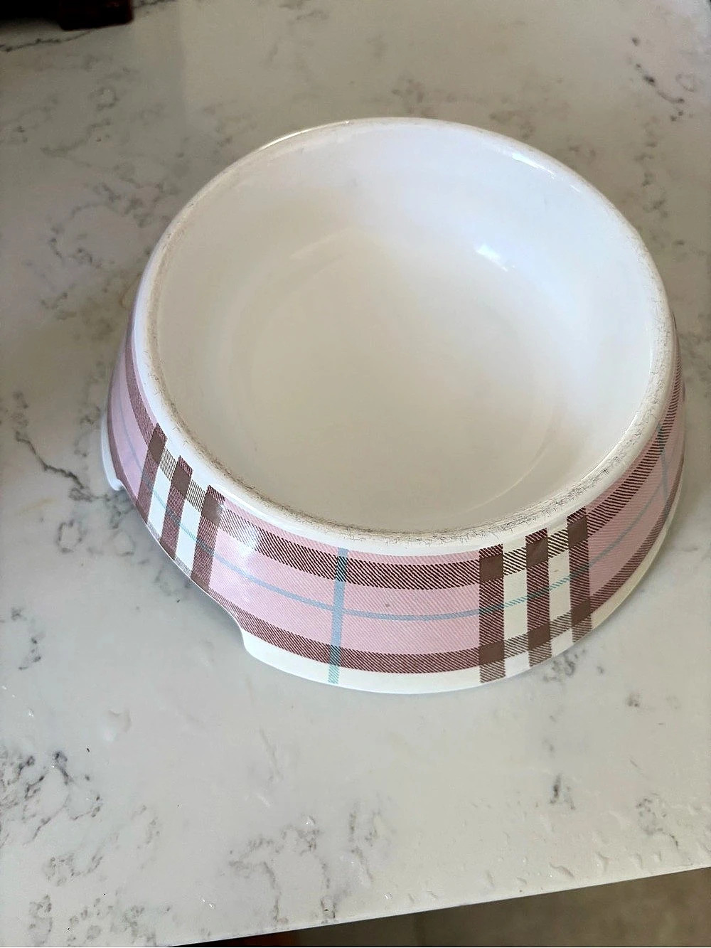 Burberry Pink Nova Check Ceramic Dog Bowl